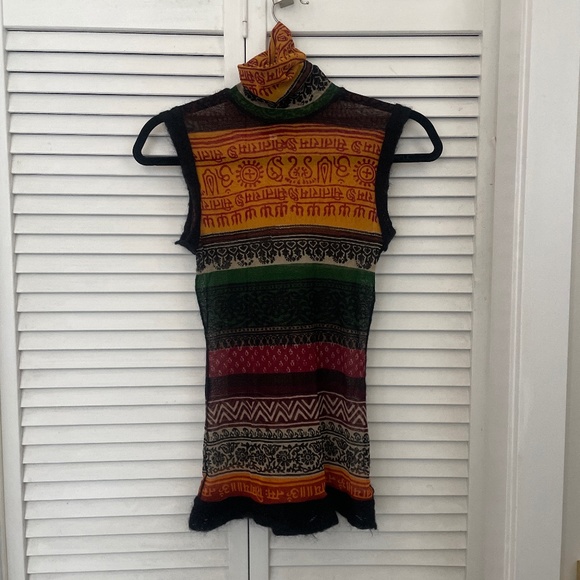 Jean Paul Gaultier sleeveless top with Tibetan prints - Picture 1 of 4